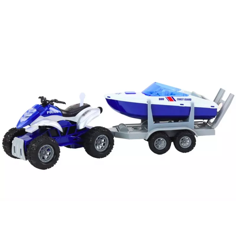 LEAN TOYS Policyjny quad z przyczepą i motorówką