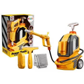 LEAN TOYS Myjka ciśnieniowa dla dzieci - Zestaw do sprzątania z szmatką, gąbką i ściągaczką, ręczna pompka, 750 ml, wiek 3+