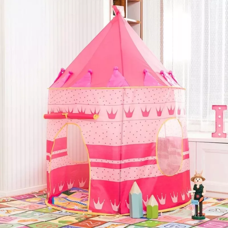 LEAN TOYS Princess Palace Namiot Domek dla Małej Księżniczki Różowy 135 x 105 cm