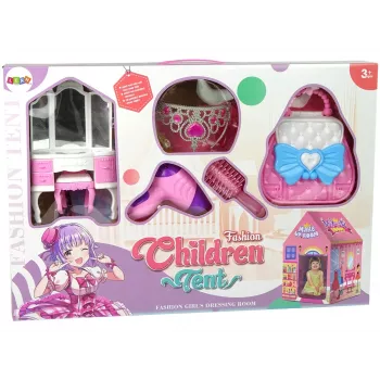 Namiot Księżniczki LEAN TOYS dla Dzieci Salon Piękności Różowy Akcesoria Korona