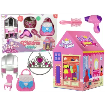 Namiot Księżniczki LEAN TOYS dla Dzieci Salon Piękności Różowy Akcesoria Korona