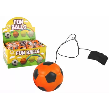 LEAN TOYS PU Piłka nożna z gumką Jojo do odbijania, 6 cm, Pomarańczowa