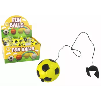 LEAN TOYS PU Football z gumką Jojo do odbijania, 6 cm, Żółty