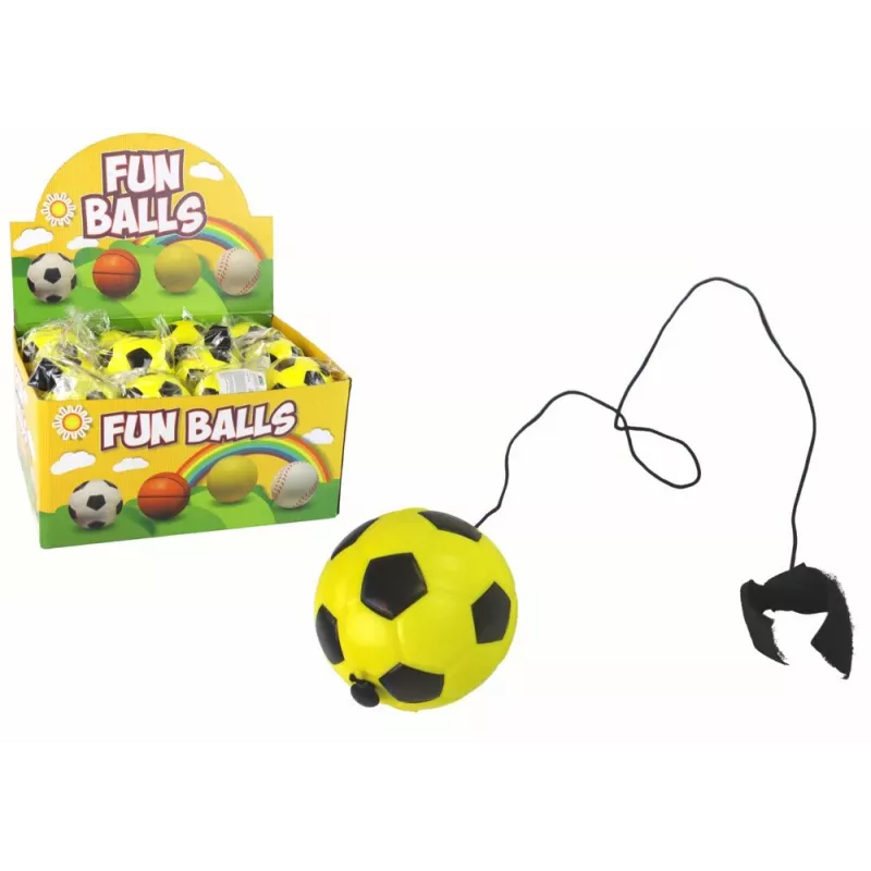 LEAN TOYS PU Football z gumką Jojo do odbijania, 6 cm, Żółty