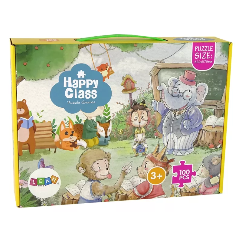 LEAN TOYS Puzzle School for Animals 100 elementów