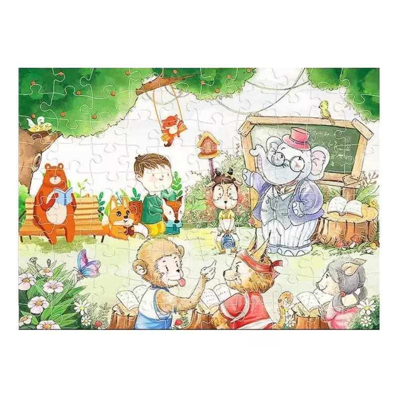 LEAN TOYS Puzzle School for Animals 100 elementów