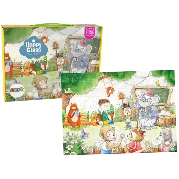 LEAN TOYS Puzzle School for Animals 100 elementów