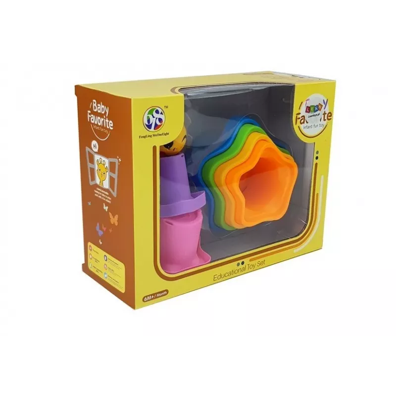 LEAN TOYS Kubki piramidki dla niemowląt Asterisks