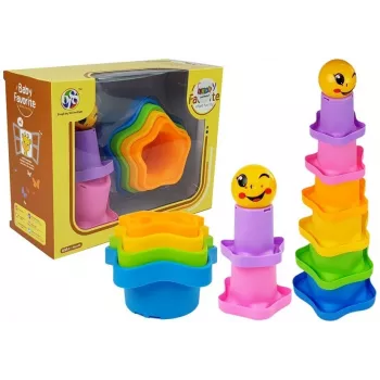 LEAN TOYS Kubki piramidki dla niemowląt Asterisks