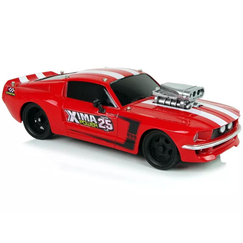 LEAN TOYS R/C Sports Car 1:16 Red White Stripes Pilot