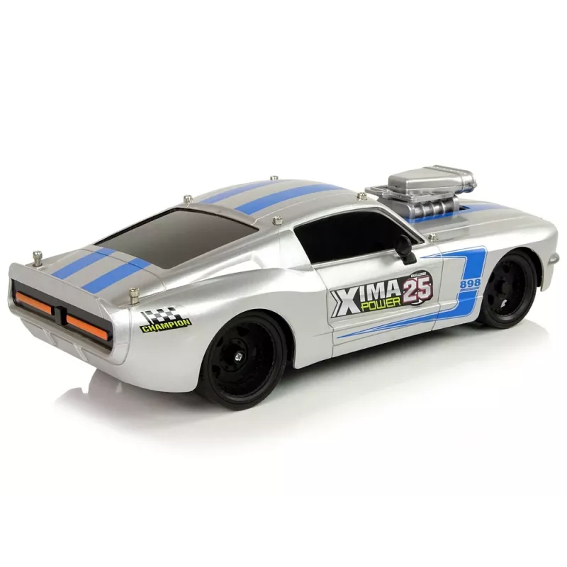 LEAN TOYS R/C Sports Car 1:16 Silver Blue Stripes Pilot
