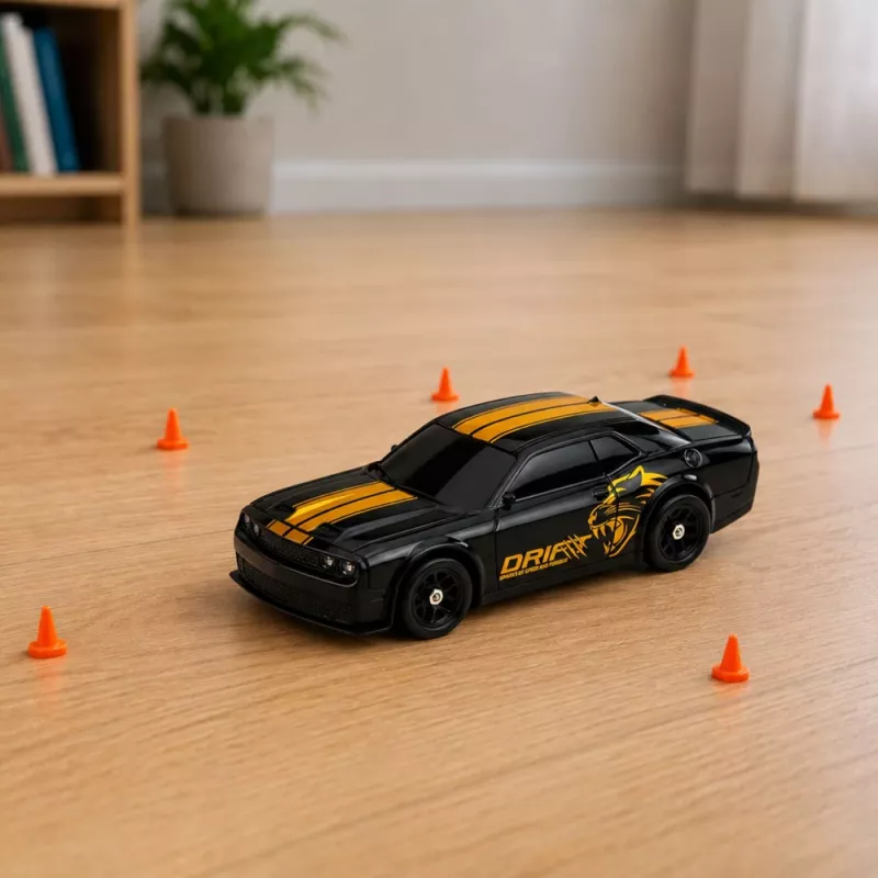LEAN TOYS RC Drift Sports Car 1:43 4WD Interchangeable Body Black