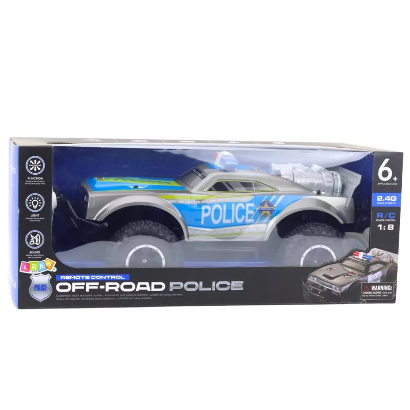 LEAN TOYS RC Off-Road Samochód Policyjny 1:8 Srebrny