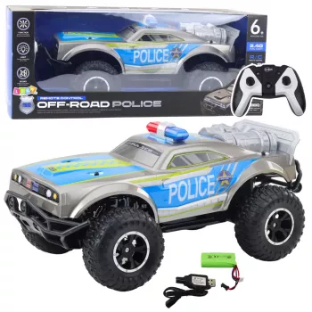 LEAN TOYS RC Off-Road Samochód Policyjny 1:8 Srebrny