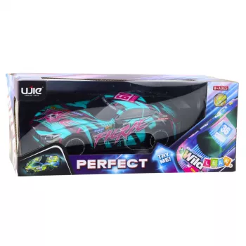 LEAN TOYS RC Racing Car z Podświetlanym Turkusowym Nadwoziem w Skali 1:16, Zdalne Sterowanie 2.4 GHz