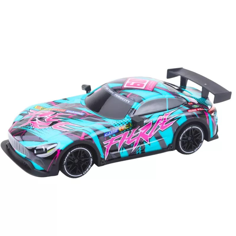 LEAN TOYS RC Racing Car z Podświetlanym Turkusowym Nadwoziem w Skali 1:16, Zdalne Sterowanie 2.4 GHz
