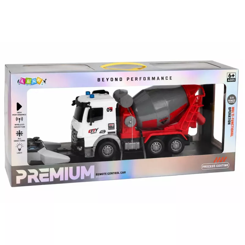 LEAN TOYS RC Remote Controlled Concrete Mixer Truck with Moving Bulb and Lights 1:14
