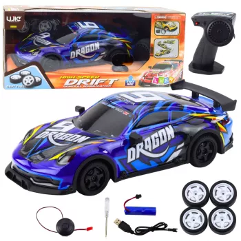 LEAN TOYS RC Samochód sportowy z podświetlanym nadwoziem driftowym, niebieski 1:16 4WD 2.4GHz
