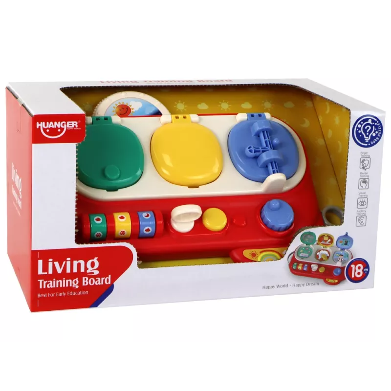 LEAN TOYS Czerwona Sensoryczna Tablica Edukacyjna dla Dzieci - 12 Aktywności Drewniana Tablica Manipulacyjna