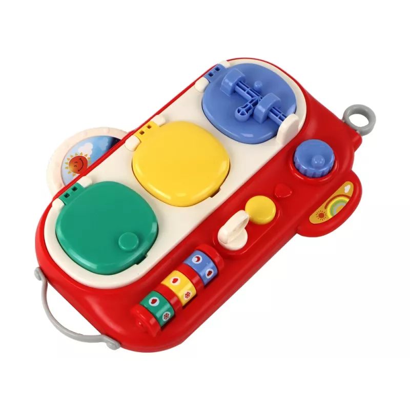 LEAN TOYS Czerwona Sensoryczna Tablica Edukacyjna dla Dzieci - 12 Aktywności Drewniana Tablica Manipulacyjna