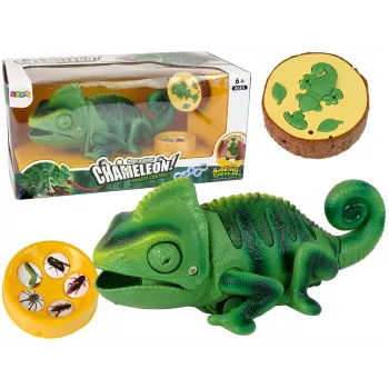LEAN TOYS Zdalnie sterowany kameleon zielone światło 28 cm
