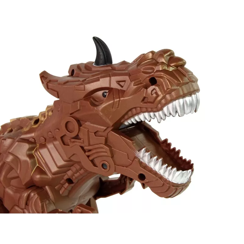 LEAN TOYS Zdalnie sterowany dinozaur z projektorem pary Brązowy