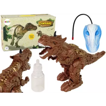 LEAN TOYS Zdalnie sterowany dinozaur z projektorem pary Brązowy