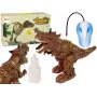 LEAN TOYS Zdalnie sterowany dinozaur z projektorem pary Brązowy
