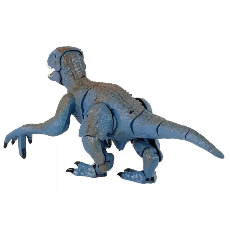 LEAN TOYS Zdalnie sterowany dinozaur Welociraptor z dźwiękiem i rykiem, niebieski