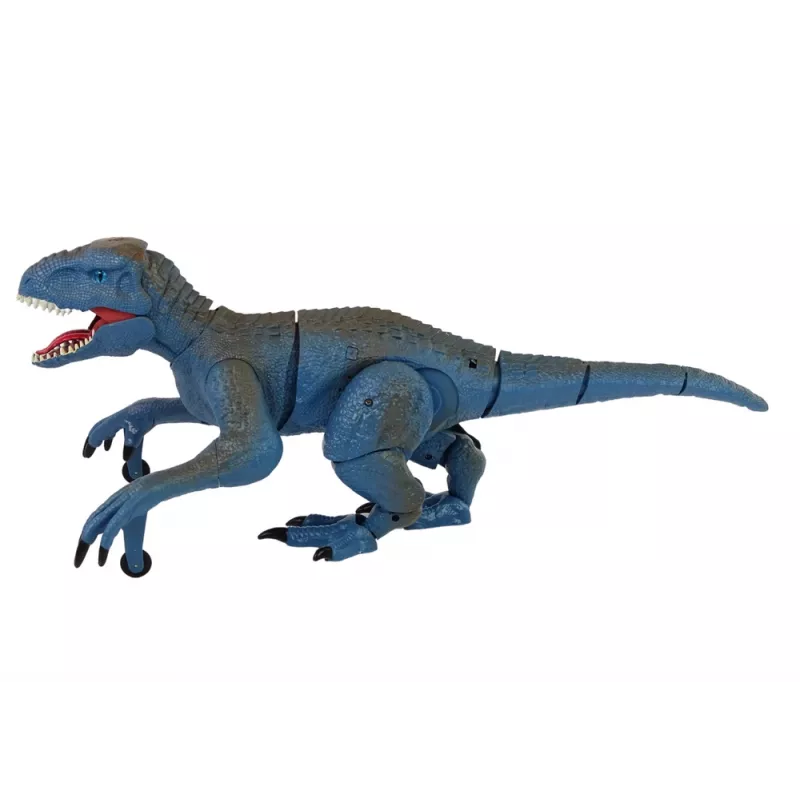 LEAN TOYS Zdalnie sterowany dinozaur Welociraptor z dźwiękiem i rykiem, niebieski