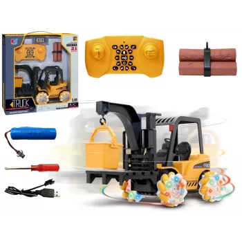 LEAN TOYS Wózek widłowy zdalnie sterowany z obrotem 360° i świecącymi kołami