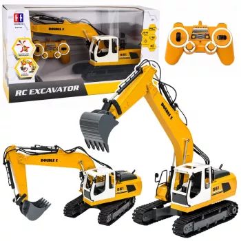 LEAN TOYS Zdalnie Sterowana Gąsienicowa Koparka RC z Światłami i Dźwiękami Żółta 1:16
