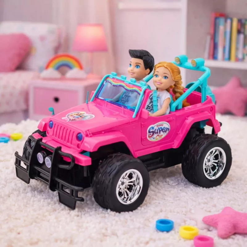 LEAN TOYS Zdalnie Sterowany Samochód Terenowy RC z Lalkami Różowy 1:16