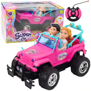 LEAN TOYS Zdalnie Sterowany Samochód Terenowy RC z Lalkami Różowy 1:16