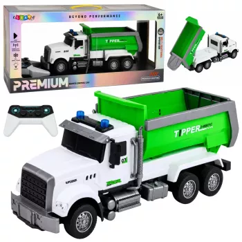 LEAN TOYS Samochód wywrotka RC zdalnie sterowany z ruchomą skrzynią ładunkową Zielony 1:14