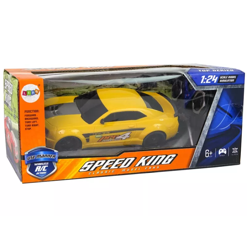 LEAN TOYS Samochód sportowy zdalnie sterowany 1:24 Wyścigowy żółty z przyciemnianymi szybami