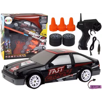 LEAN TOYS Zdalnie Sterowany Samochód Sportowy RC 1:24 Czarny Wymienne Koła