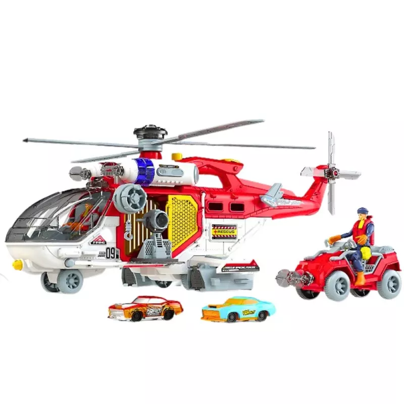 LEAN TOYS zestaw śmigłowiec ratunkowy z akcesoriami, światłami i dźwiękami