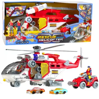 LEAN TOYS zestaw śmigłowiec ratunkowy z akcesoriami, światłami i dźwiękami