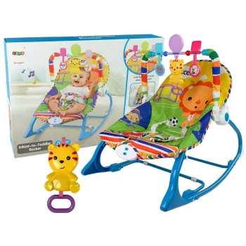 LEAN TOYS Rocking Chair 2in1 Blue Tiger Sounds Vibration