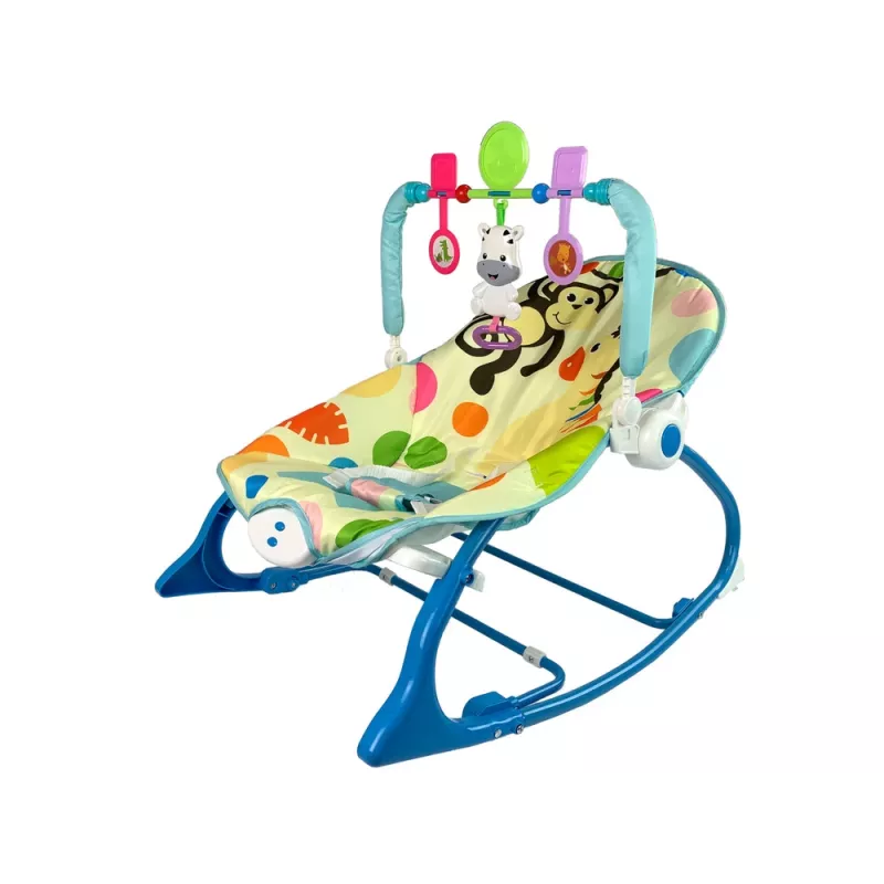 LEAN TOYS Rocking Chair 2in1 Blue Zebra Sounds Vibration