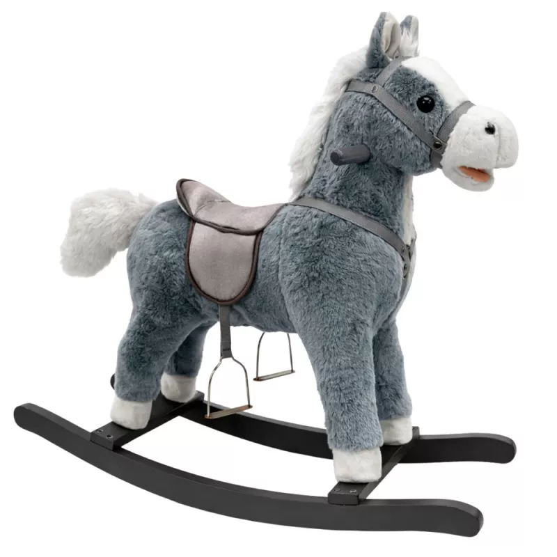 LEAN TOYS Rocking Horse Saddle Feet Rocker Sounds Gray 74 cm