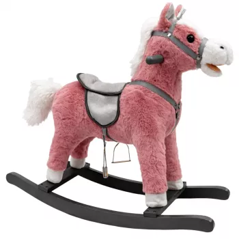 LEAN TOYS Rocking Horse Saddle Feet Rocker Sounds Pink 74 cm