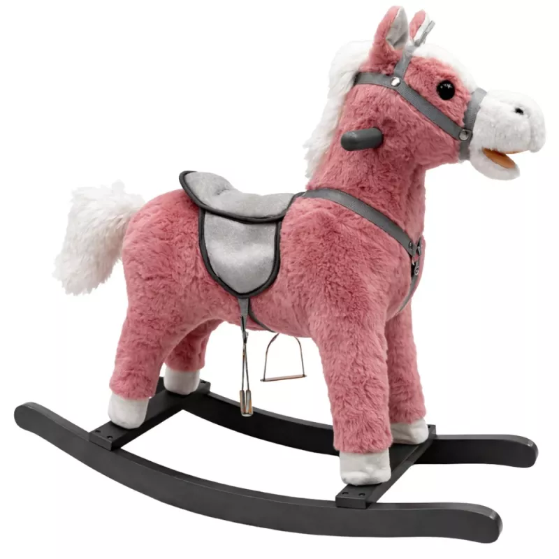 LEAN TOYS Rocking Horse Saddle Feet Rocker Sounds Pink 74 cm