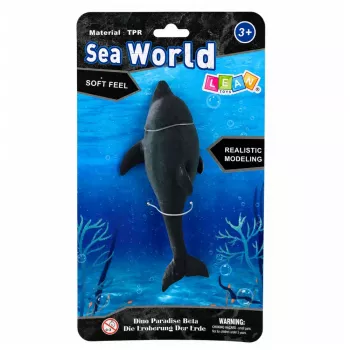 LEAN TOYS Gumowa figurka delfina morskiego, miękka, realistyczna, TPR, ciemnoszara, 17,5 cm