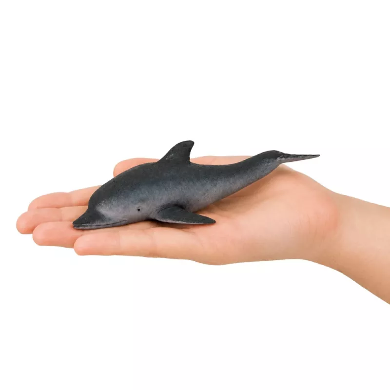 LEAN TOYS Gumowa figurka delfina morskiego, miękka, realistyczna, TPR, ciemnoszara, 17,5 cm