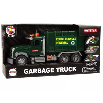 LEAN TOYS Śmieciarka z Koszami Ciemnozielona z Dźwiękami i Światłami