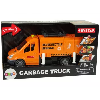 LEAN TOYS Śmieciarka z Napędem Ciernym i Efektami Dźwiękowymi Pomarańczowa