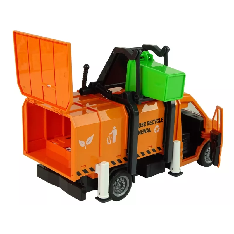 LEAN TOYS Śmieciarka z Napędem Ciernym i Efektami Dźwiękowymi Pomarańczowa