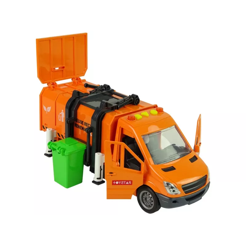 LEAN TOYS Śmieciarka z Napędem Ciernym i Efektami Dźwiękowymi Pomarańczowa